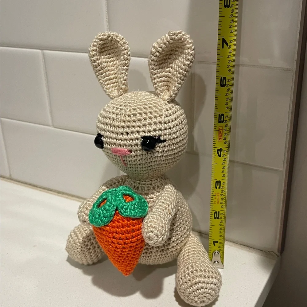 Handcrafted Spring Easter Bunny Rabbit Holiday Decor Amigurui Crochet Carrot - Picture 9 of 10